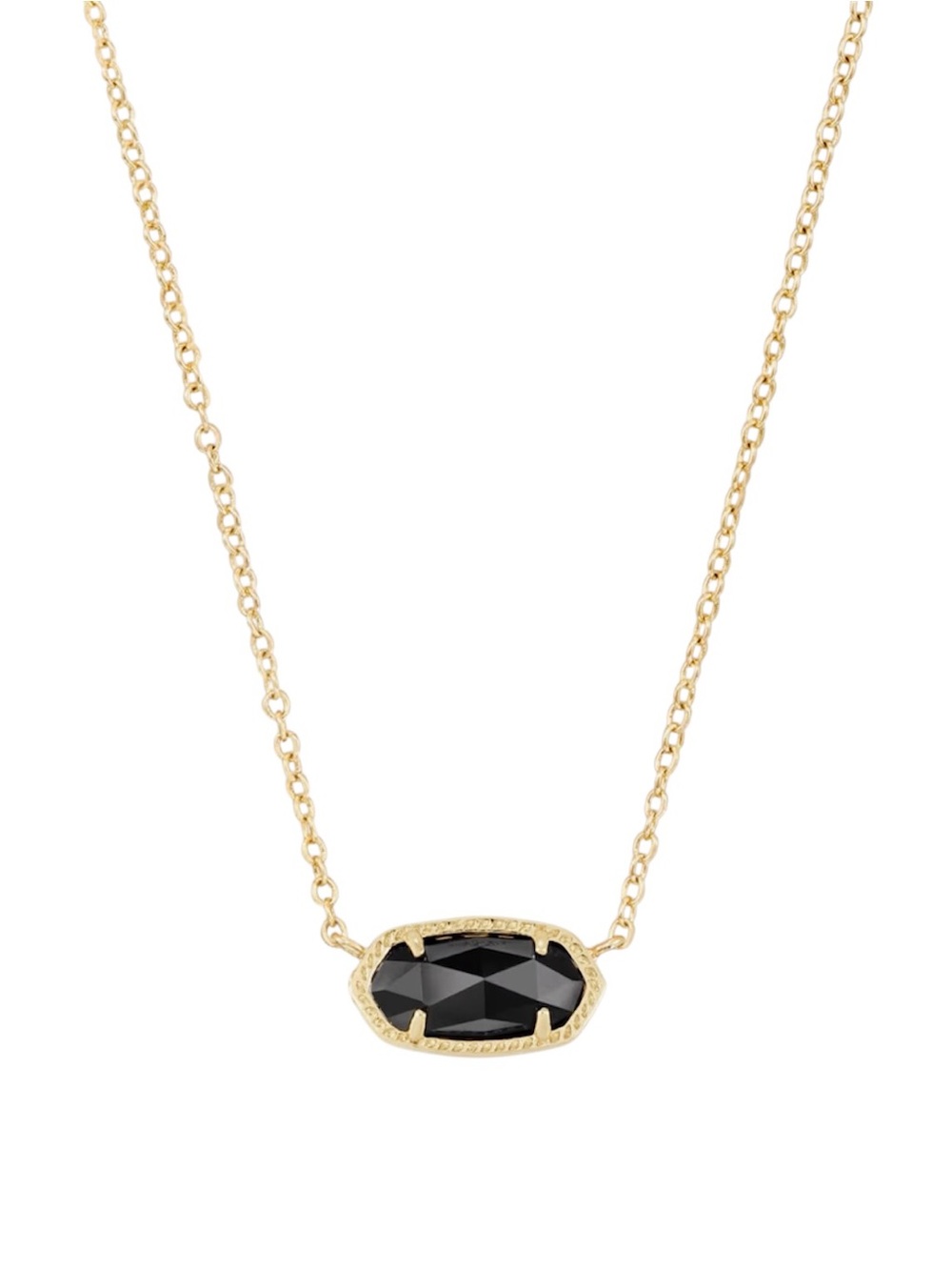 Elisa Gold Pendant Necklace in Black Opaque Glass
